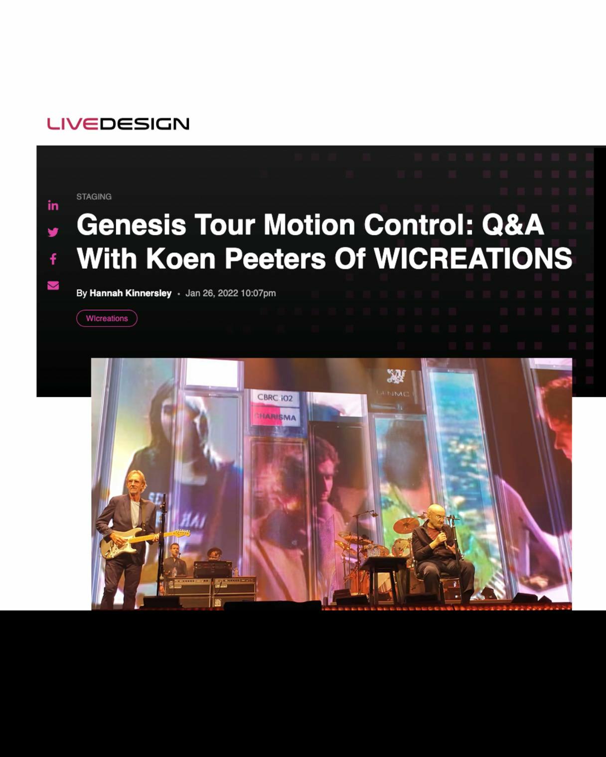 Genesis Tour Motion Control: Q&A With Koen Peeters Of WICREATIONS